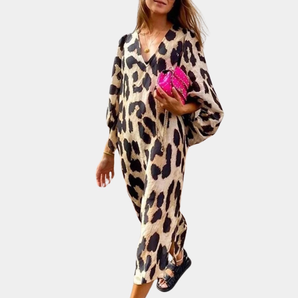 Loose-fit panterprint jurk