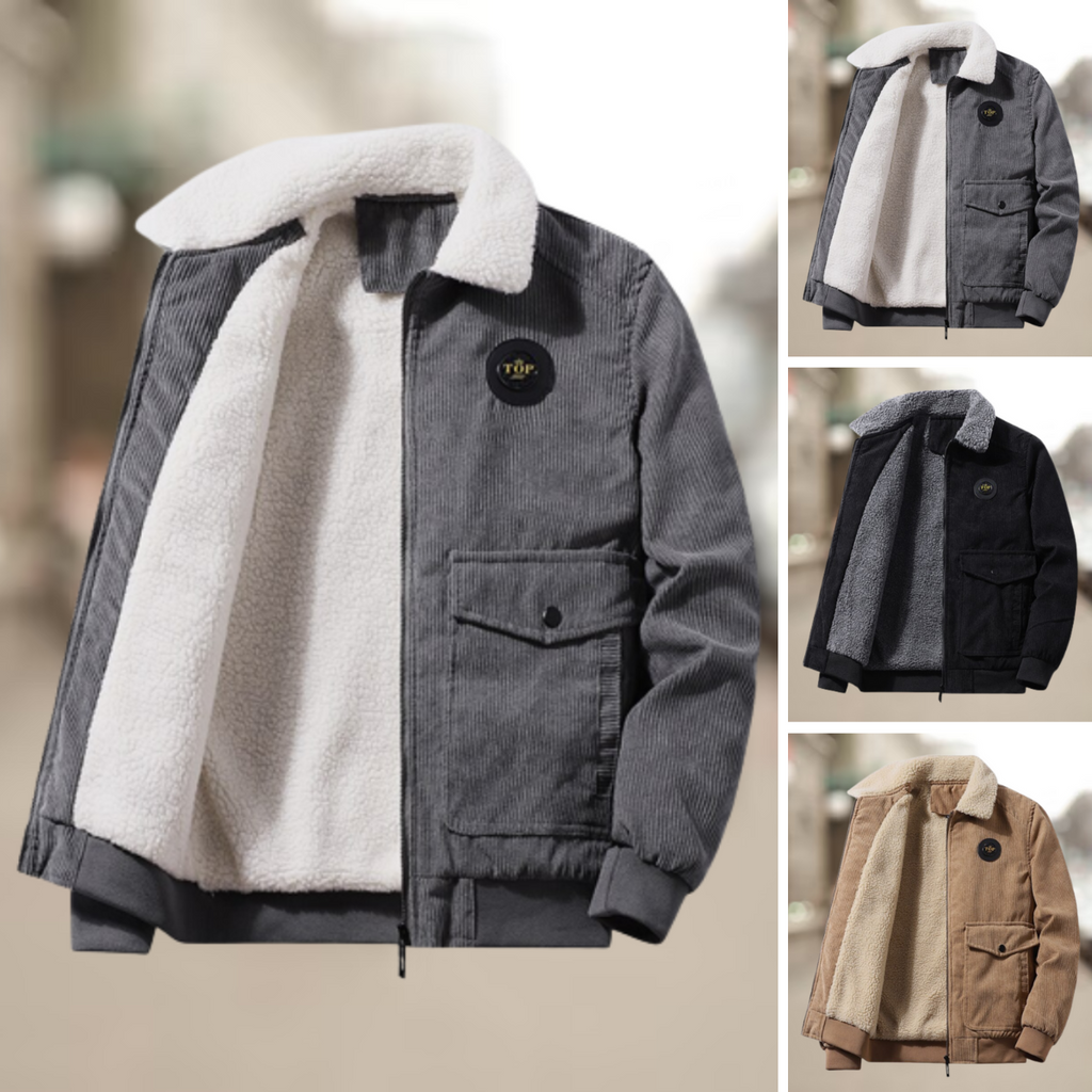 Heren corduroy jas met fleecevoering