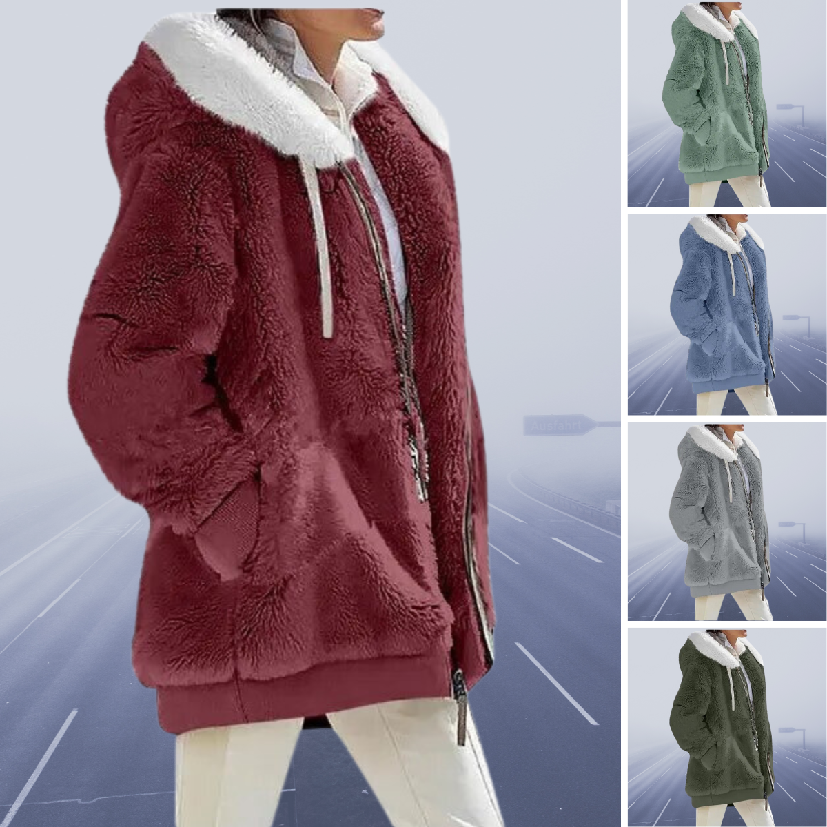 Casual fleece vest met capuchon