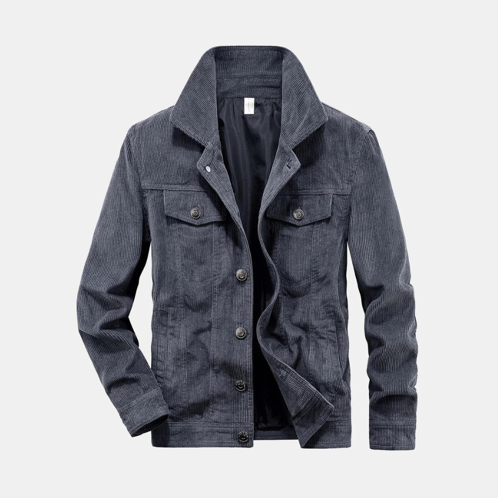 Grijze corduroy jas