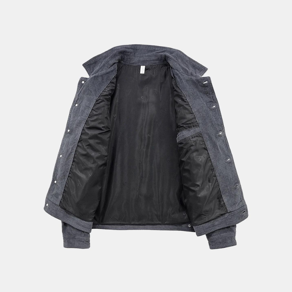 Grijze corduroy jas