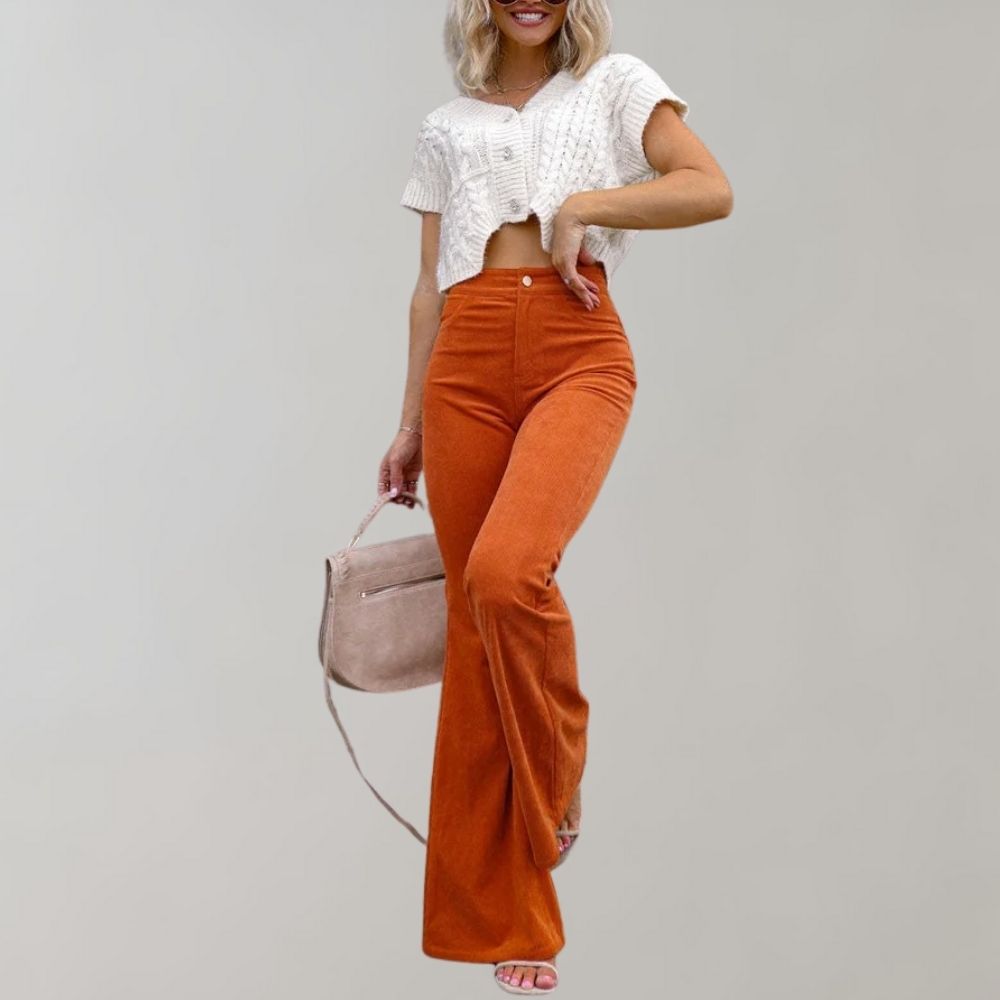 Corduroy uitlopende broek