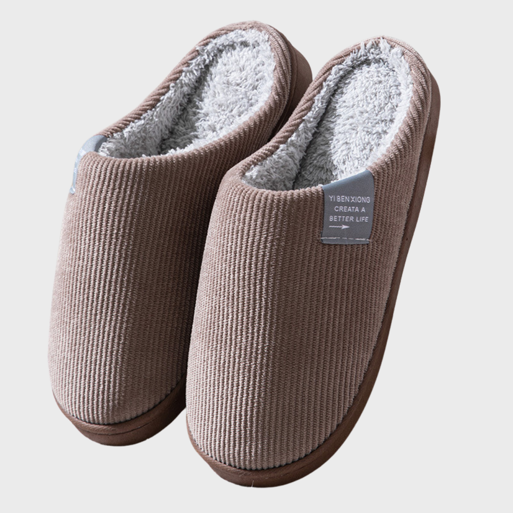 Warme ribstof gevoerde pantoffels Sally