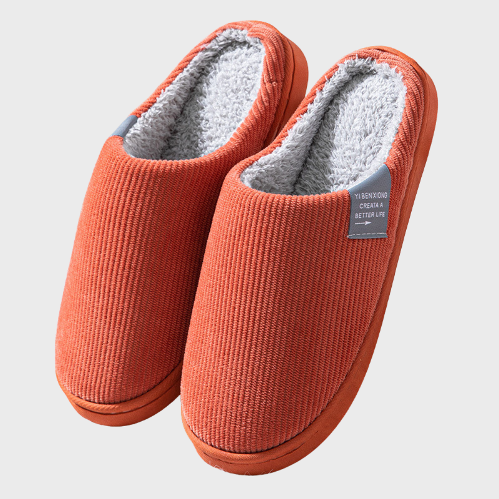 Warme ribstof gevoerde pantoffels Sally