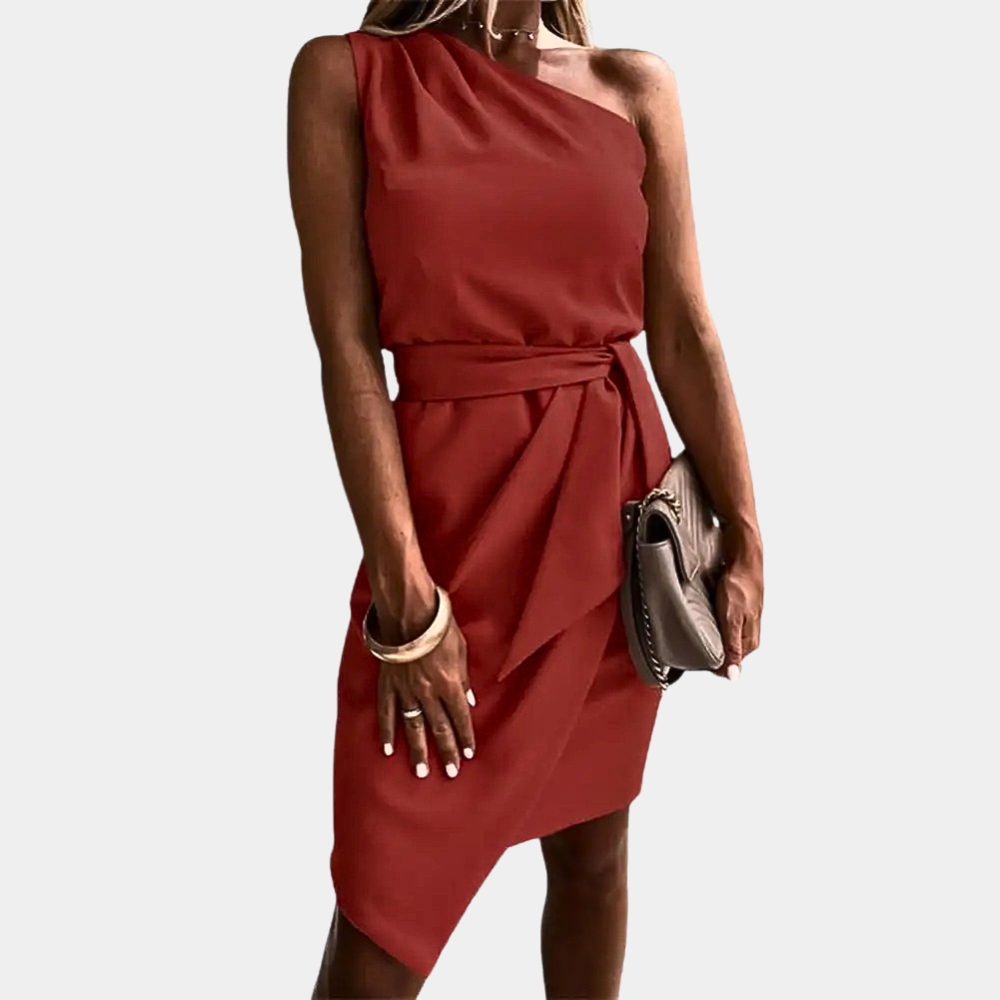One-Shoulder jurk met tailleband