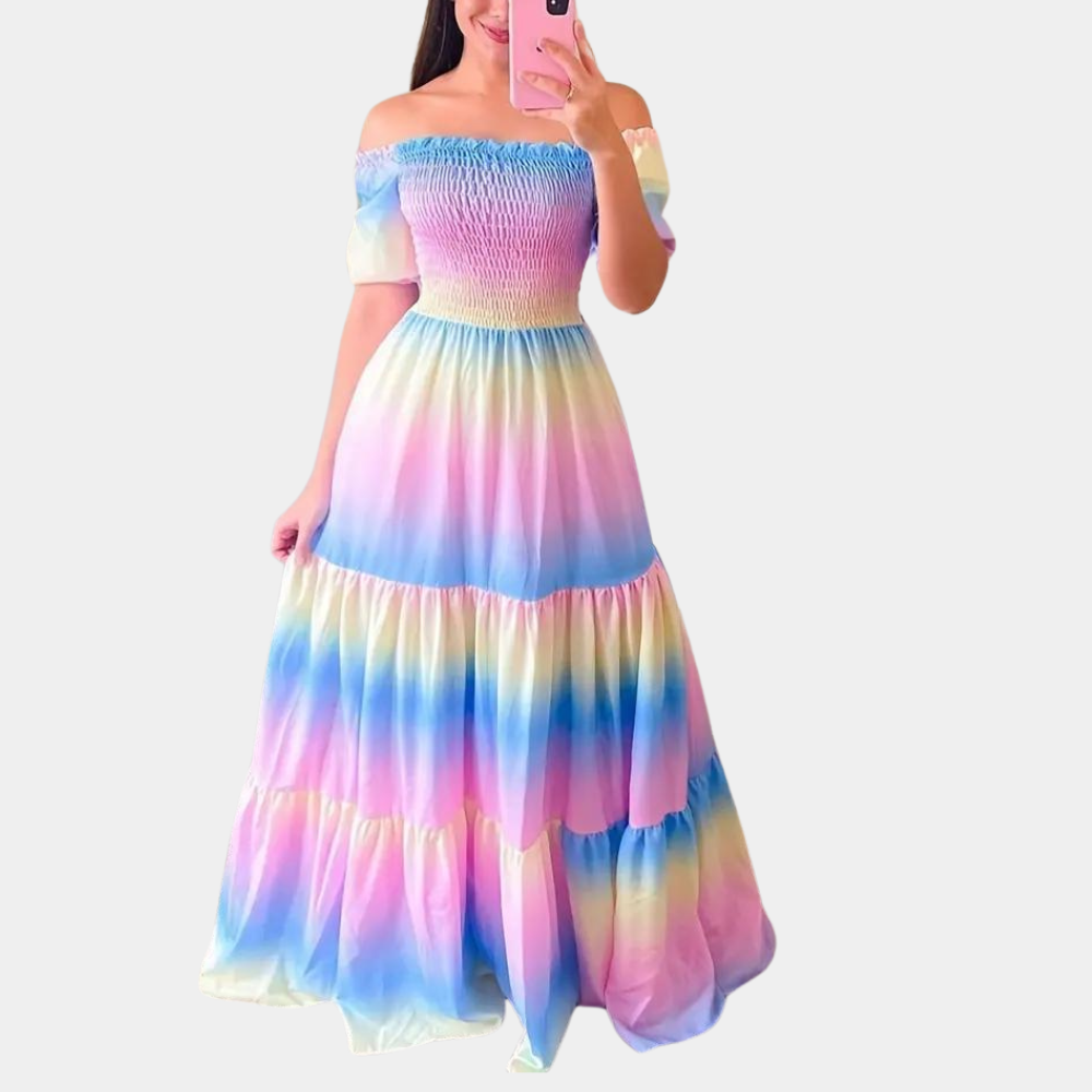 Off-Shoulder gelaagde zomerjurk