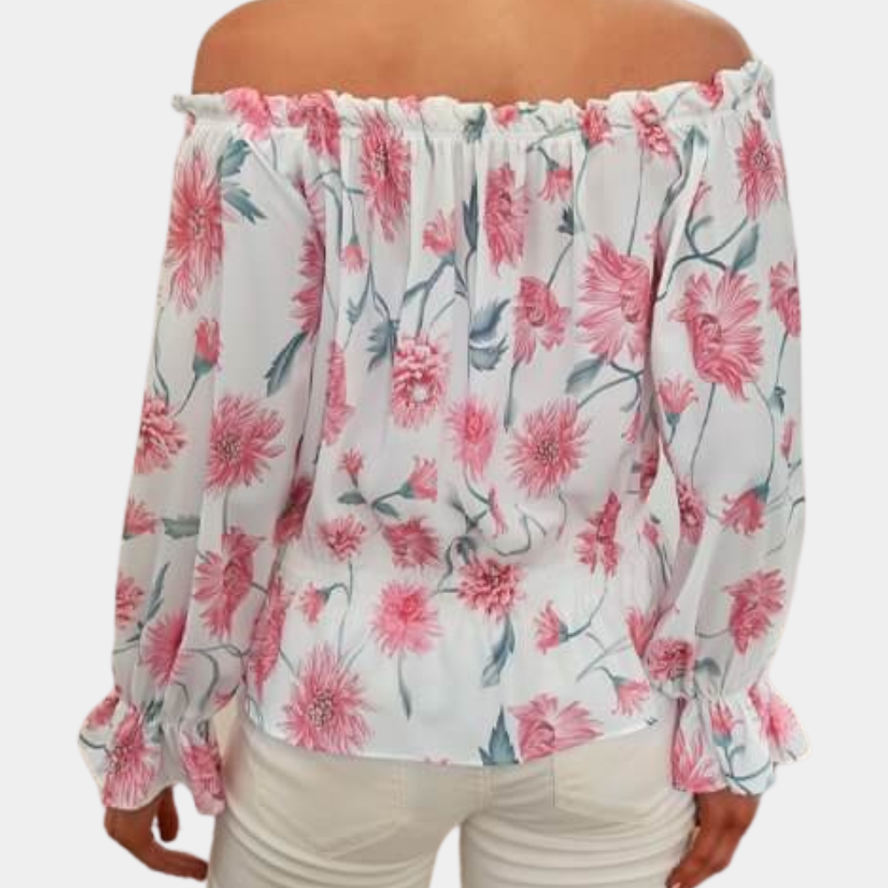 Off-Shoulder bloemenblouse met ruches