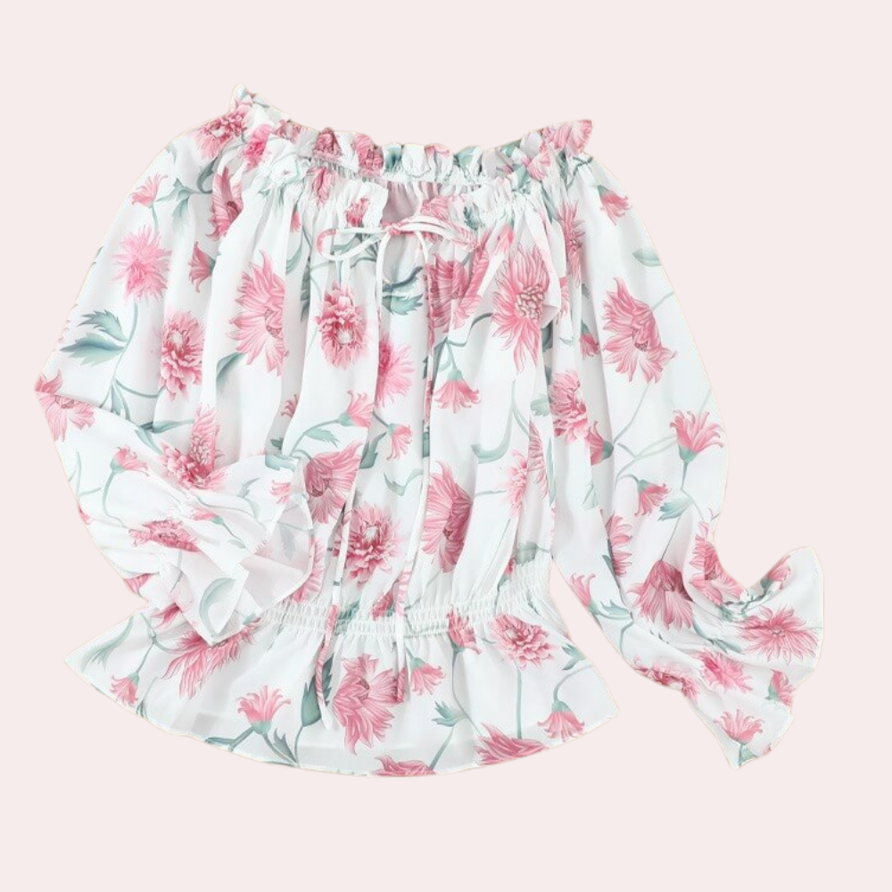 Off-Shoulder bloemenblouse met ruches