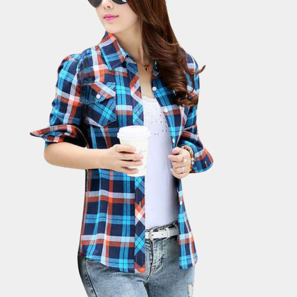 Modieuze blouse met karo-patroon