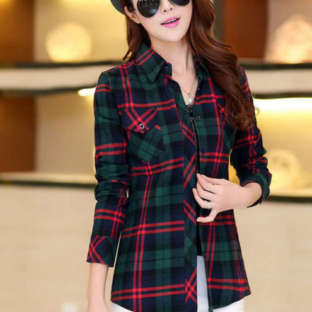 Modieuze blouse met karo-patroon