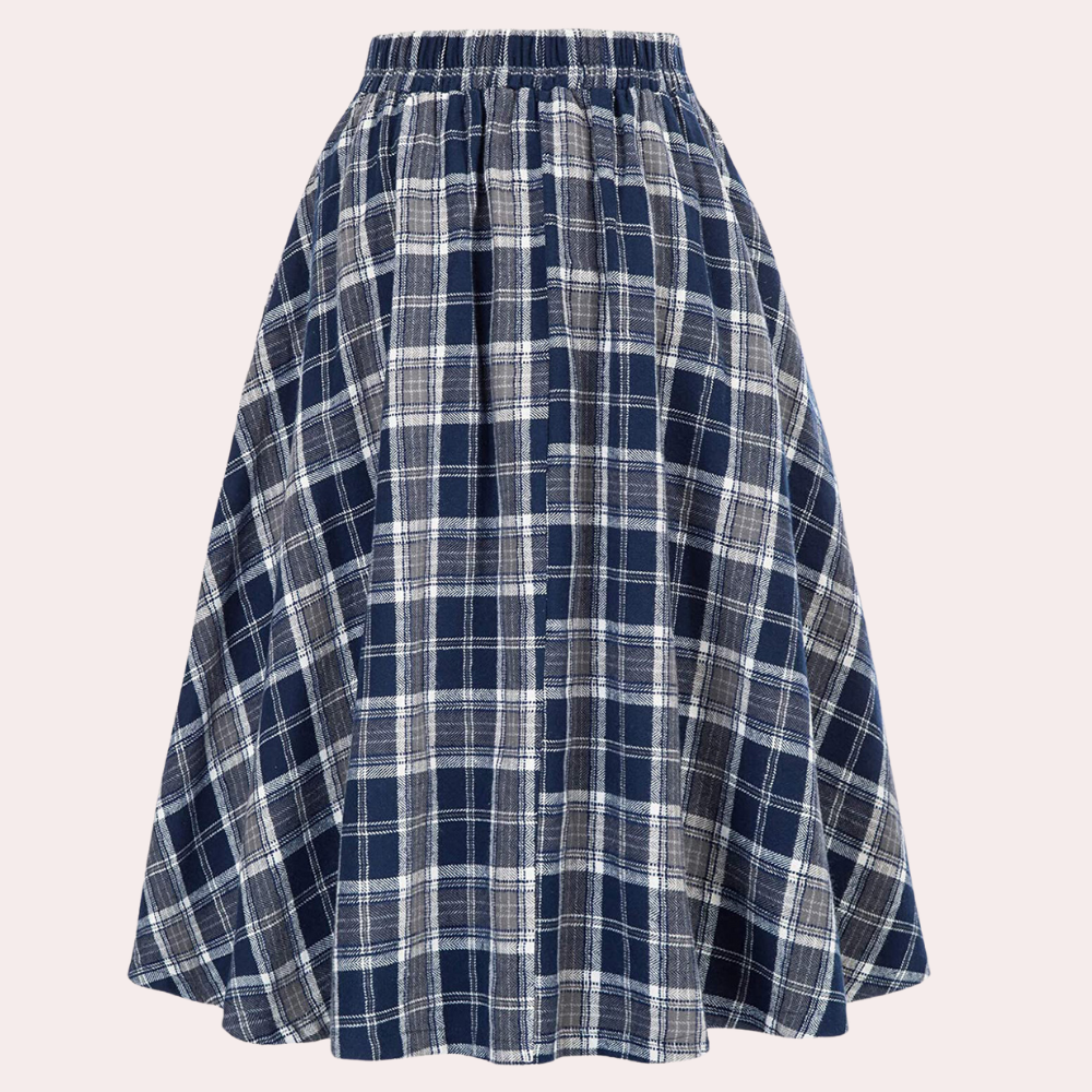 High-Waist A-Lijn rok met ruitpatroon