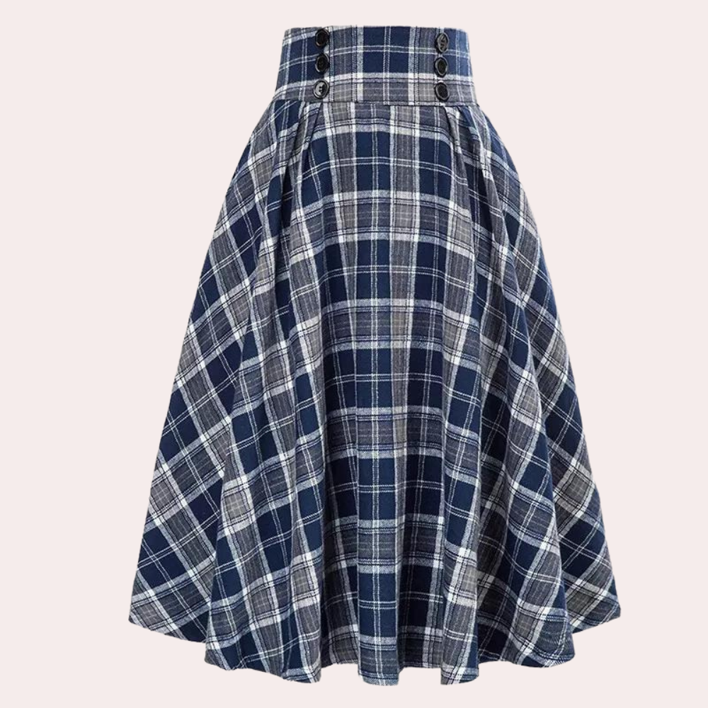 High-Waist A-Lijn rok met ruitpatroon