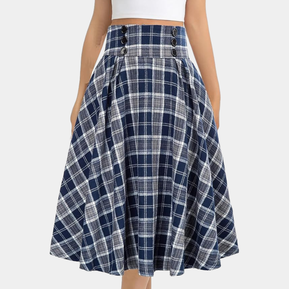 High-Waist A-Lijn rok met ruitpatroon