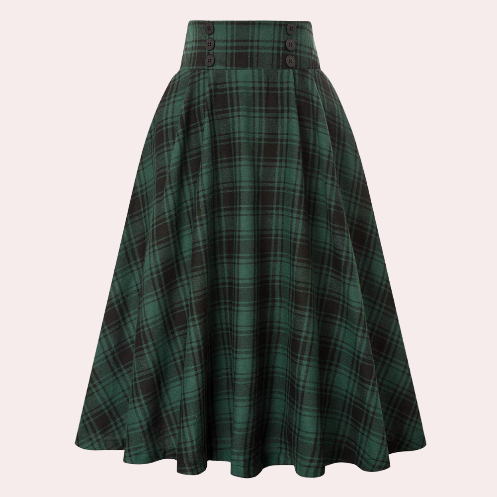 High-Waist A-Lijn rok met ruitpatroon