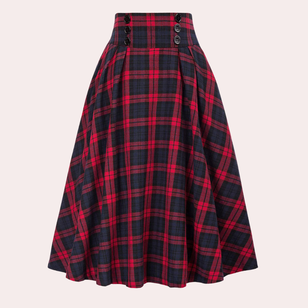 High-Waist A-Lijn rok met ruitpatroon