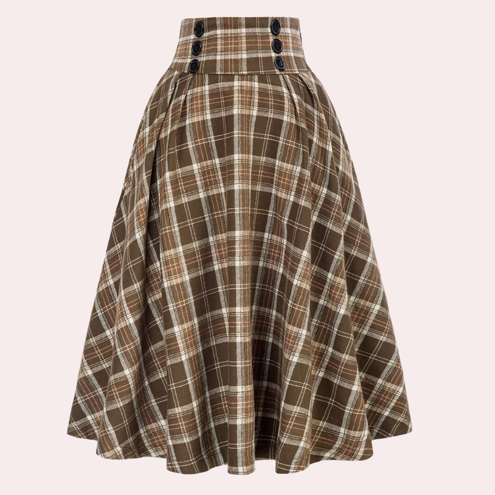 High-Waist A-Lijn rok met ruitpatroon