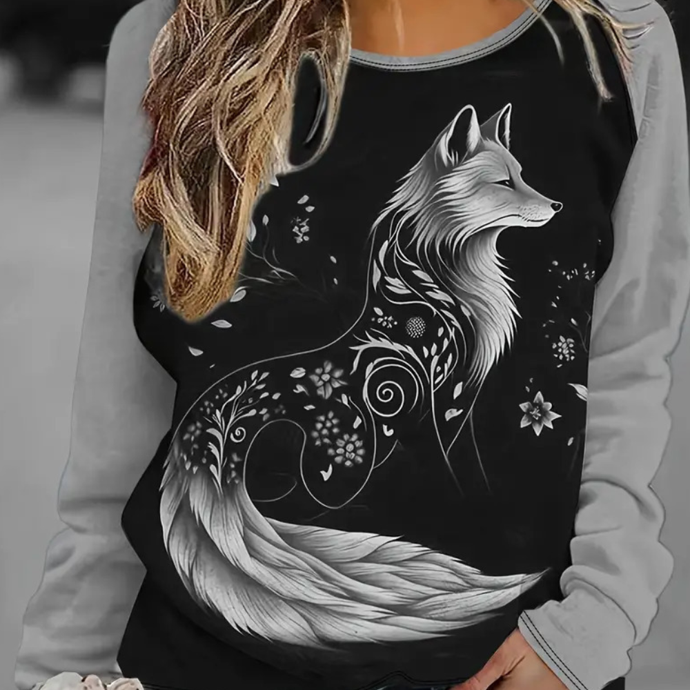 Dames sweatshirt met vossenprint