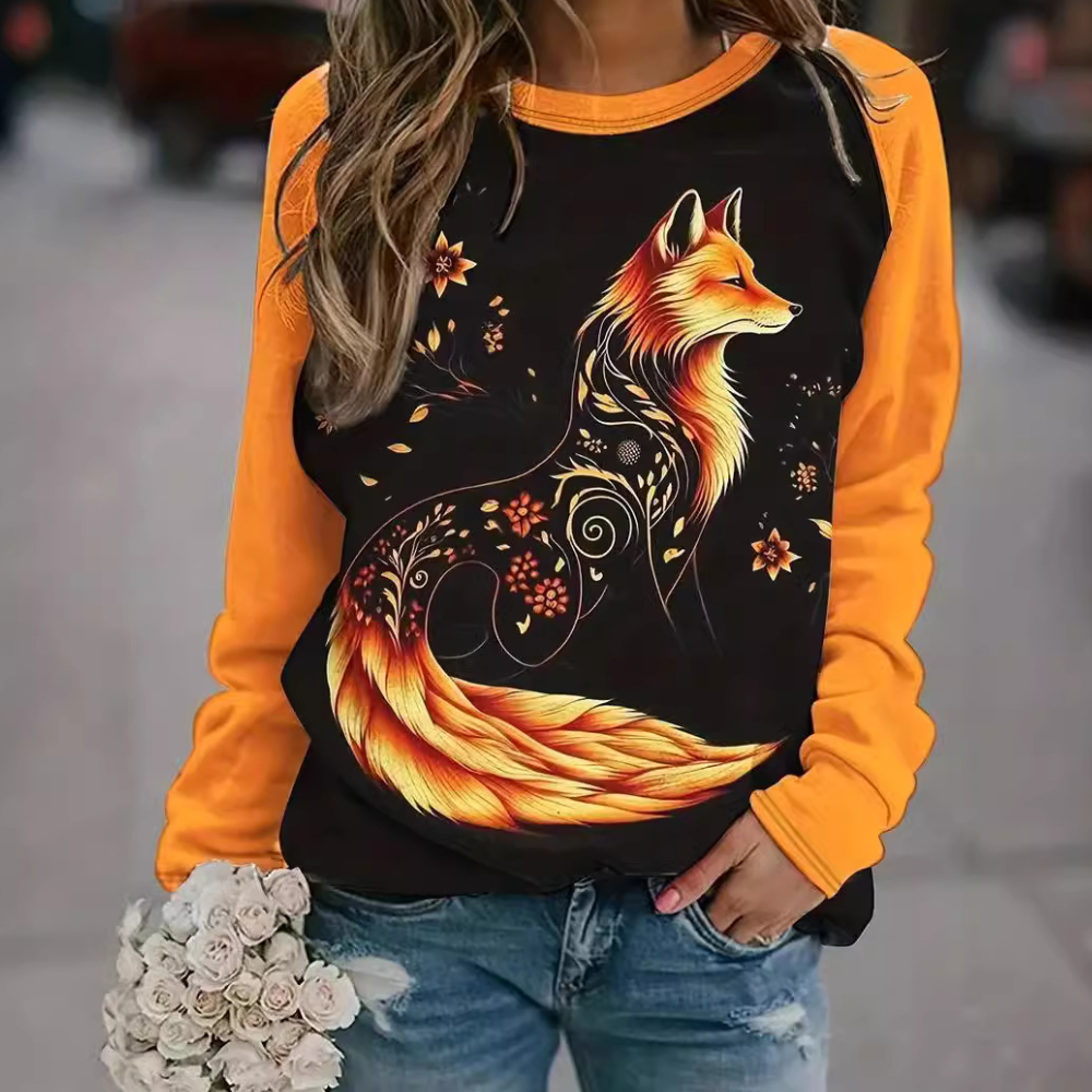 Dames sweatshirt met vossenprint