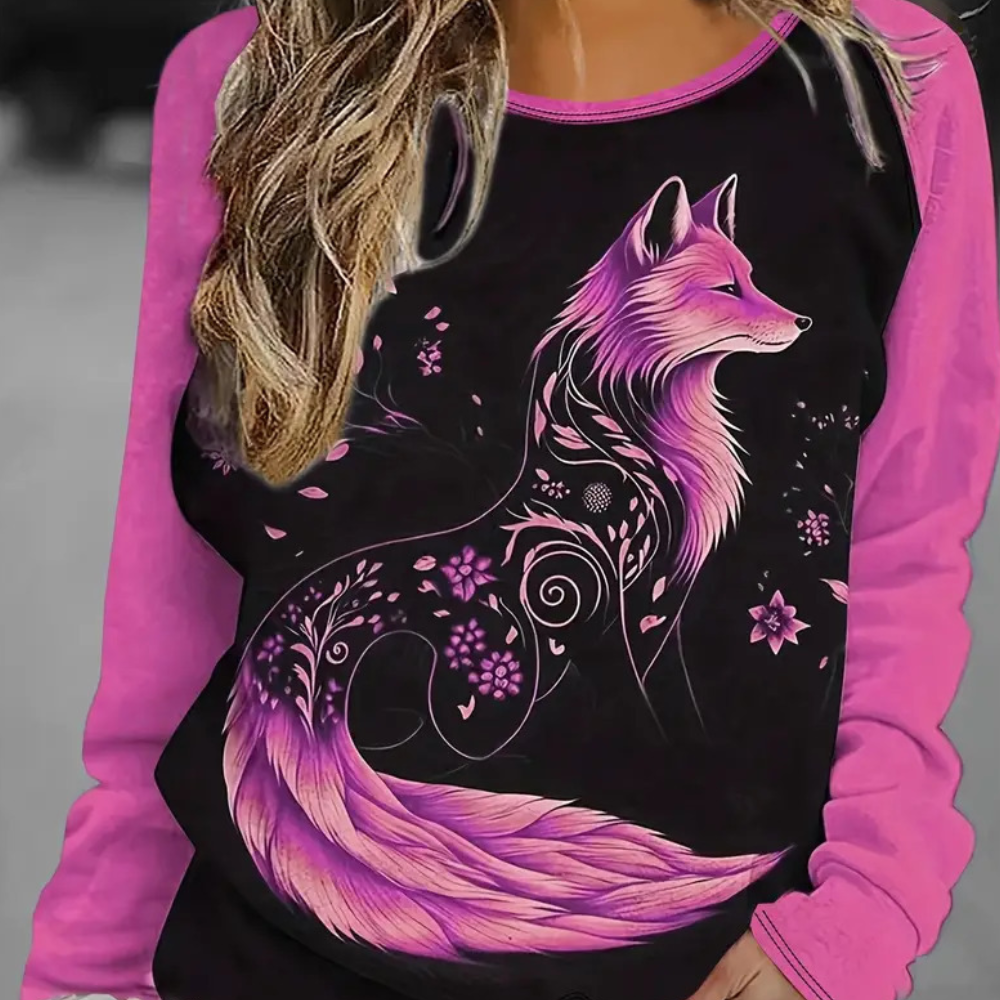 Dames sweatshirt met vossenprint