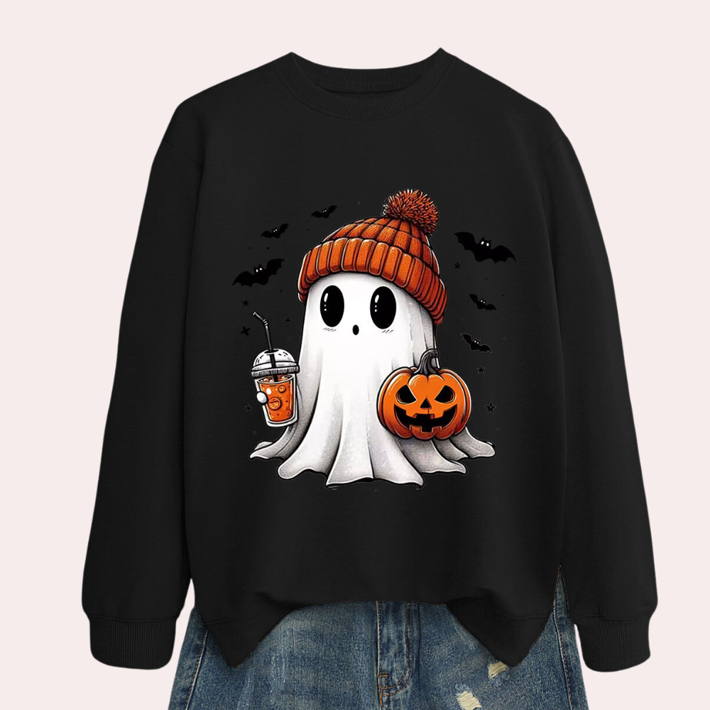 Dames halloween sweatshirt met spookprint