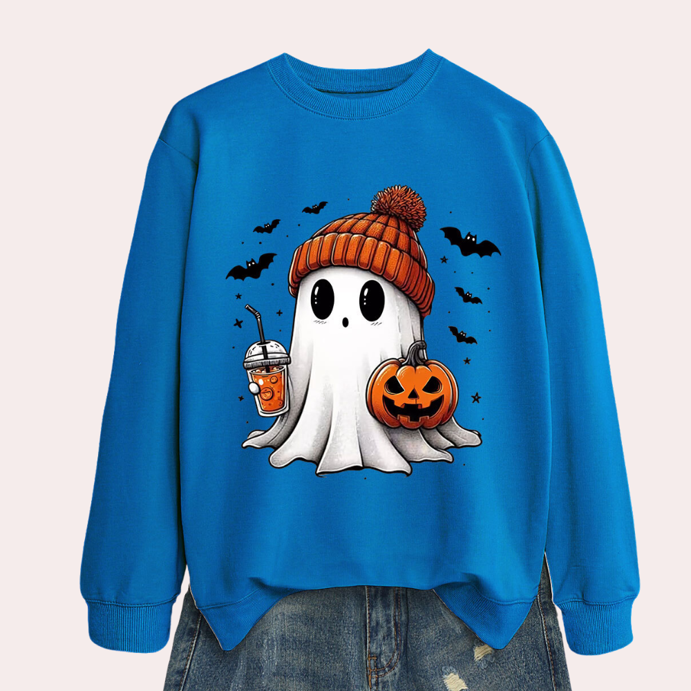 Dames halloween sweatshirt met spookprint