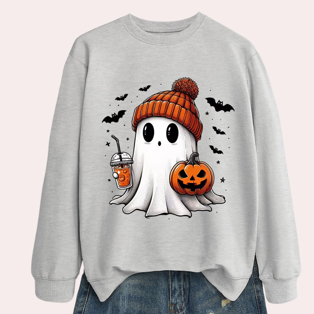Dames halloween sweatshirt met spookprint