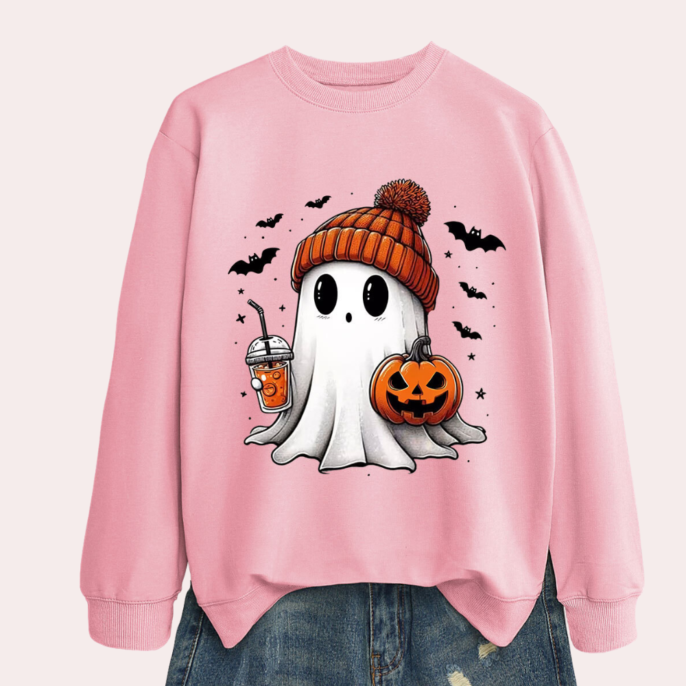Dames halloween sweatshirt met spookprint