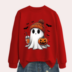 Dames halloween sweatshirt met spookprint