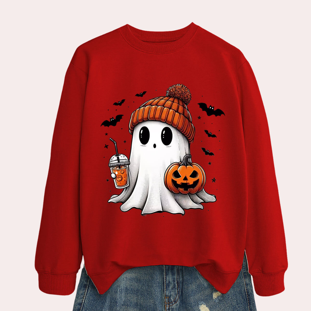 Dames halloween sweatshirt met spookprint