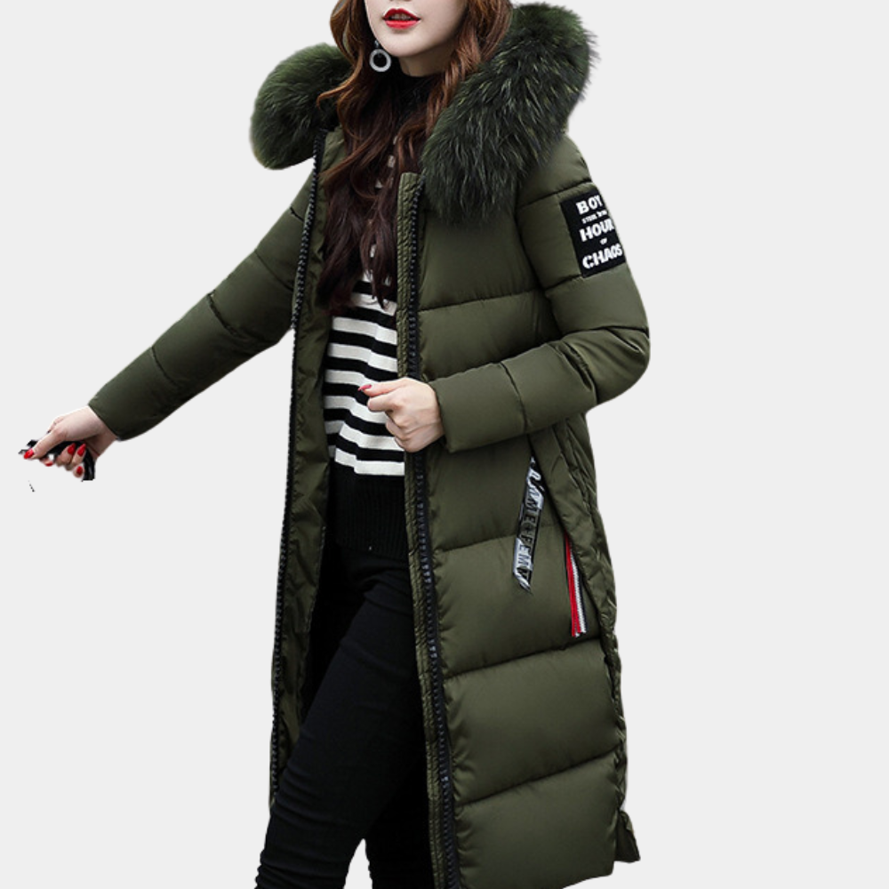 Warme dames pufferjas met capuchon