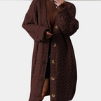 Oversized lang gebreid damesvest