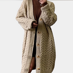Oversized lang gebreid damesvest