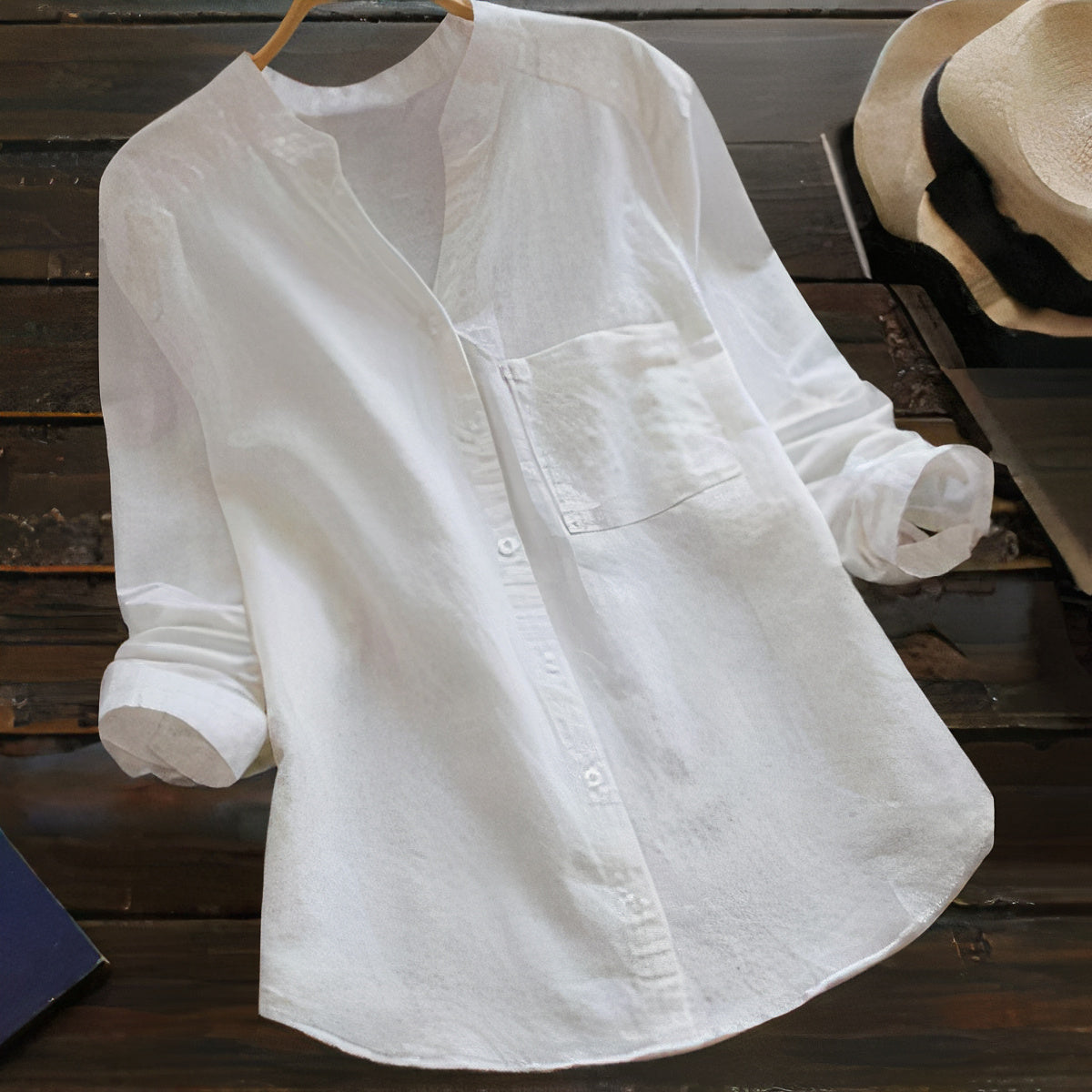 Luchtige katoenen linnen dames blouse