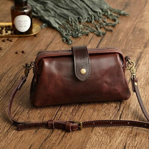 Leder retro crossbody handtas – materiaal: Italiaans gelooid leer — afbeelding 12