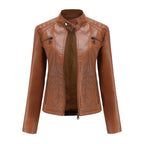 Stoer leren damesjack