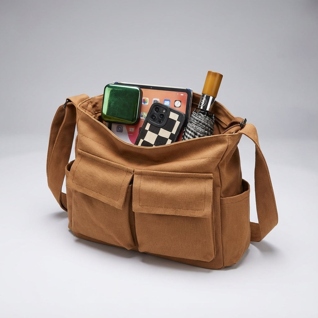 Canvas crossbody messenger tas
