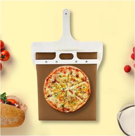 Verstelbare pizzaschepper van berkenhout met schuifmechanisme