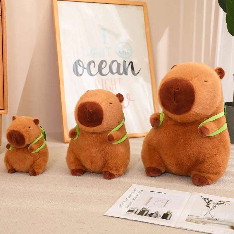 Schattige capybara knuffel met schildpad rugzak