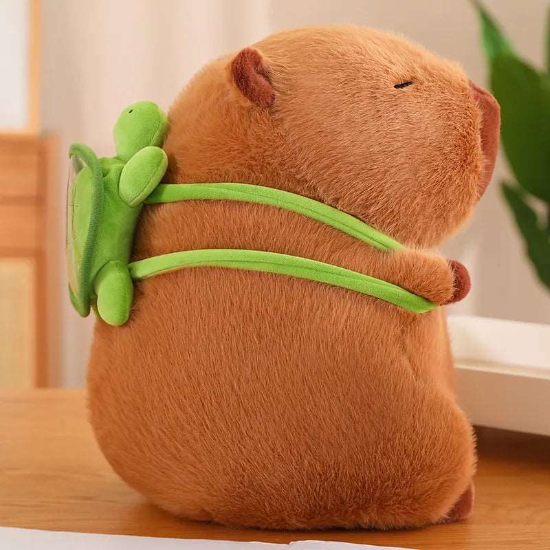 Schattige capybara knuffel met schildpad rugzak