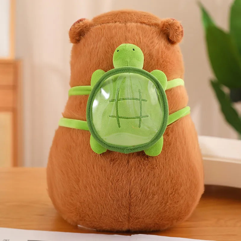 Schattige capybara knuffel met schildpad rugzak
