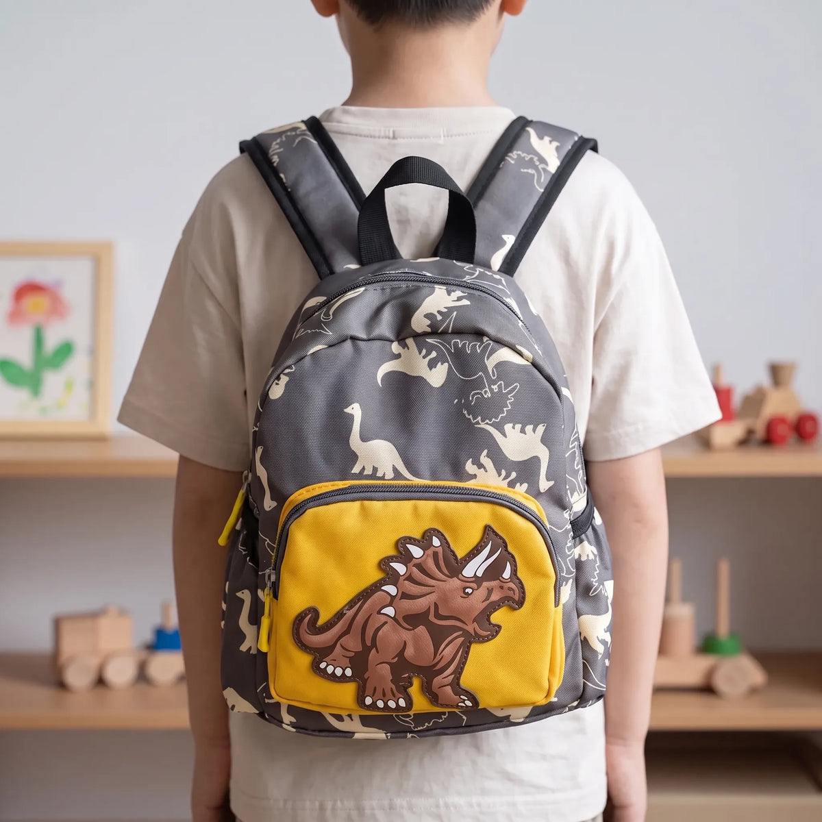Kinderrugzak met cartoon-dinosaurusprint