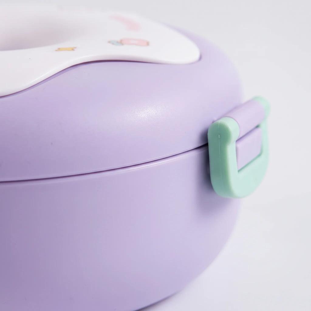 Cartoon-donutvormige lunchbox met vakken