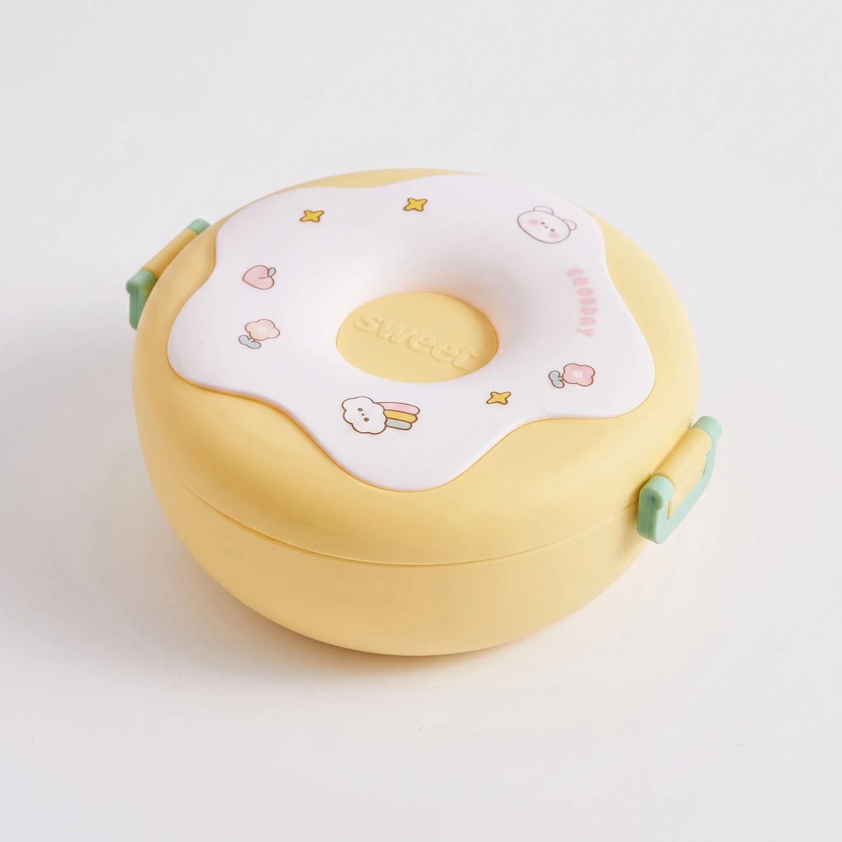 Cartoon-donutvormige lunchbox met vakken