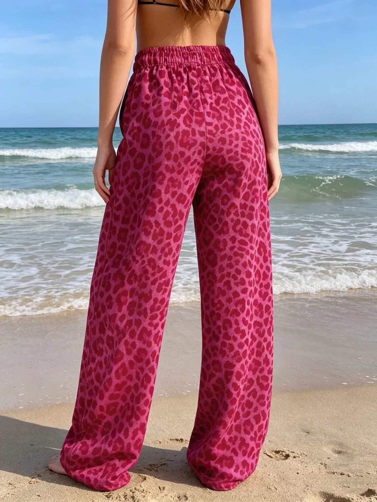 Casual gebreide broek met luipaardprint