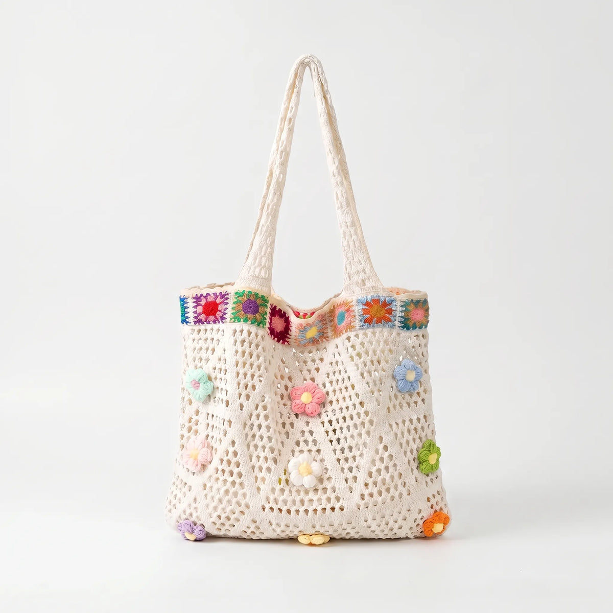 Casual gehaakte tas met bloemen