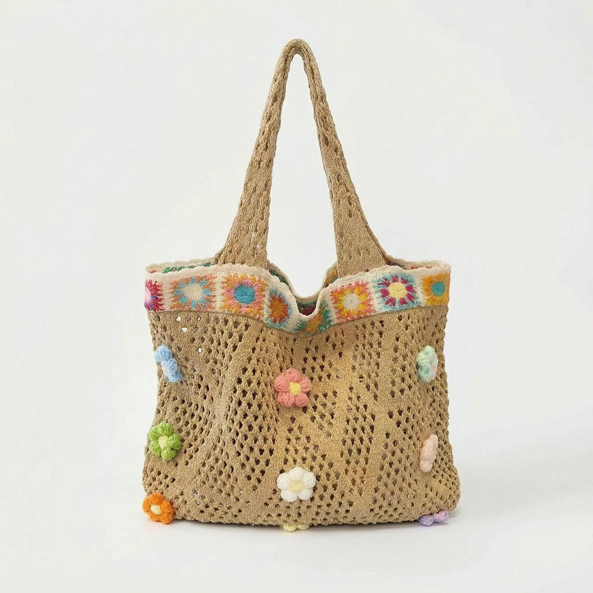 Casual gehaakte tas met bloemen — afbeelding 17