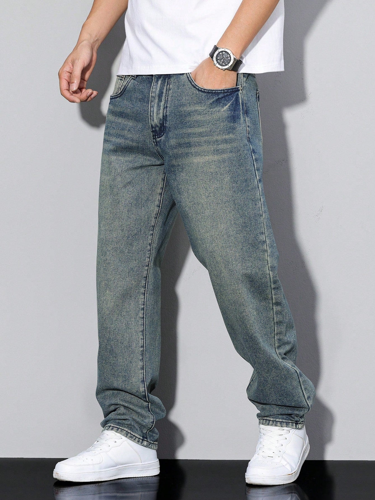 Casual herenjeans met natuurlijke taille