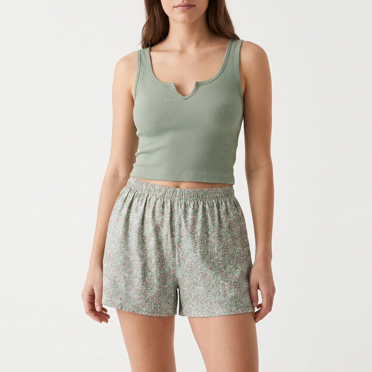 Casual mouwloze pyjama-shortset