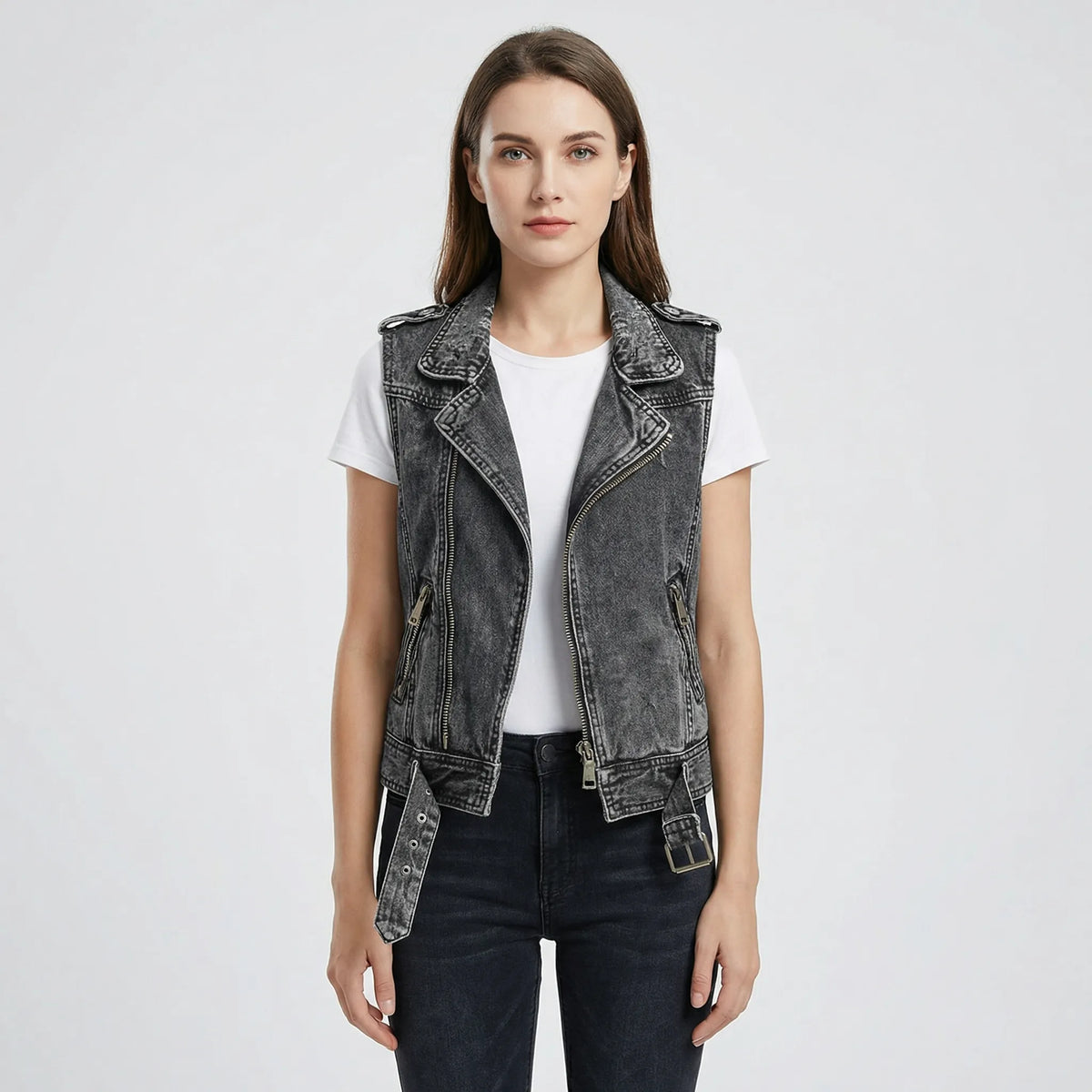 Casual jeansvest met zakken