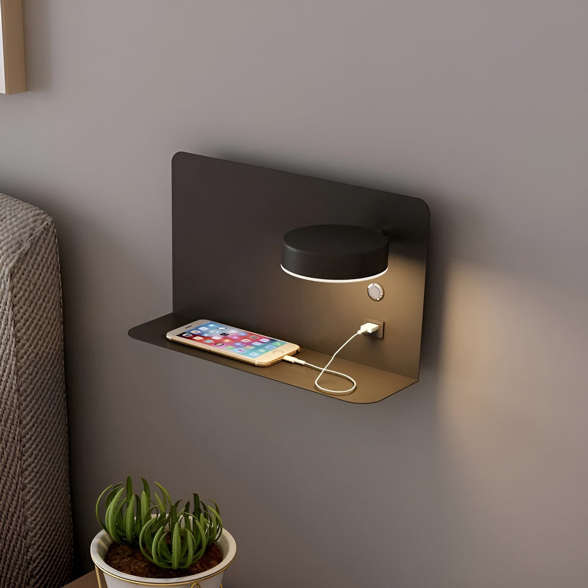 LED wandlamp met usb-oplader en schakelaar